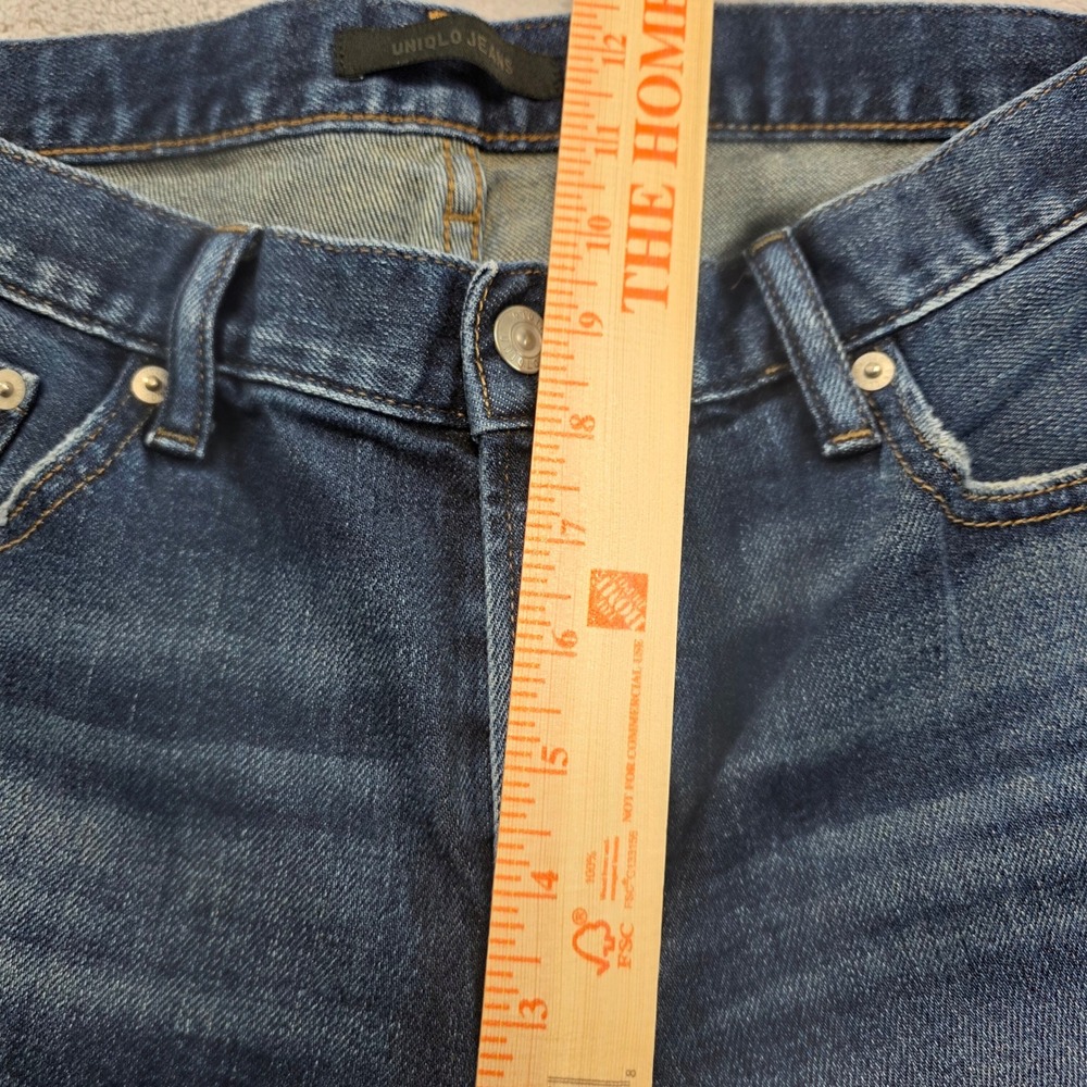 Uniqlo Men 33 Blue Jeans Slim‎ Straight Leg Low Rise Kaihara Denim - Picture 7 of 12